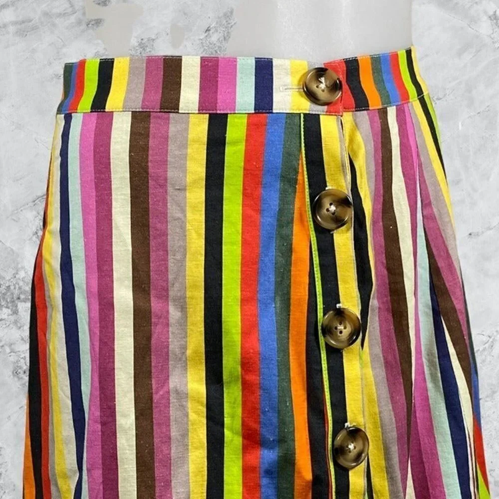 LPA Button Up Midi Skirt - Rainbow Stripe